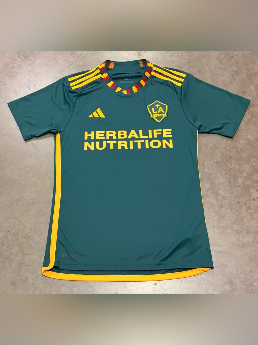 LA Galaxy men’s small Green & Yellow Soccer Jersey by Adidas